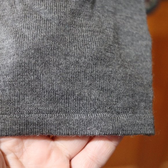 Talbots Gray Paisley Front Silk Panel Merino Wool Cardigan Sweater Large Classic - Picture 6 of 9